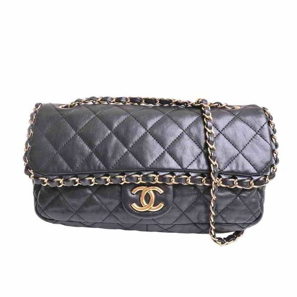 Chanel Lambskin Chain Shoulder Bag Black - Picture 1 of 9